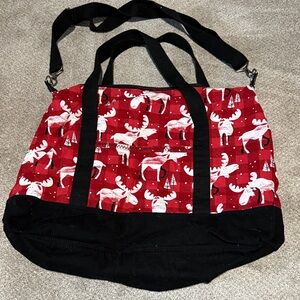 Thirty-One Red and Black Moose Print Tote